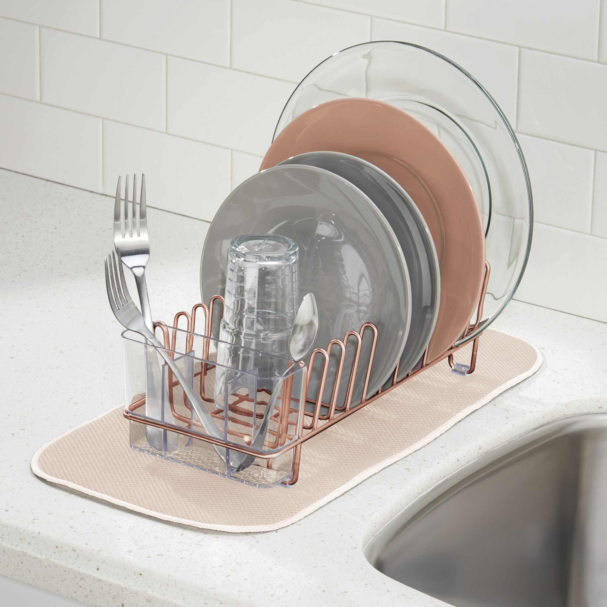 Mdesign Compact Countertop Sink Dish Drying Rack Caddy Ebay