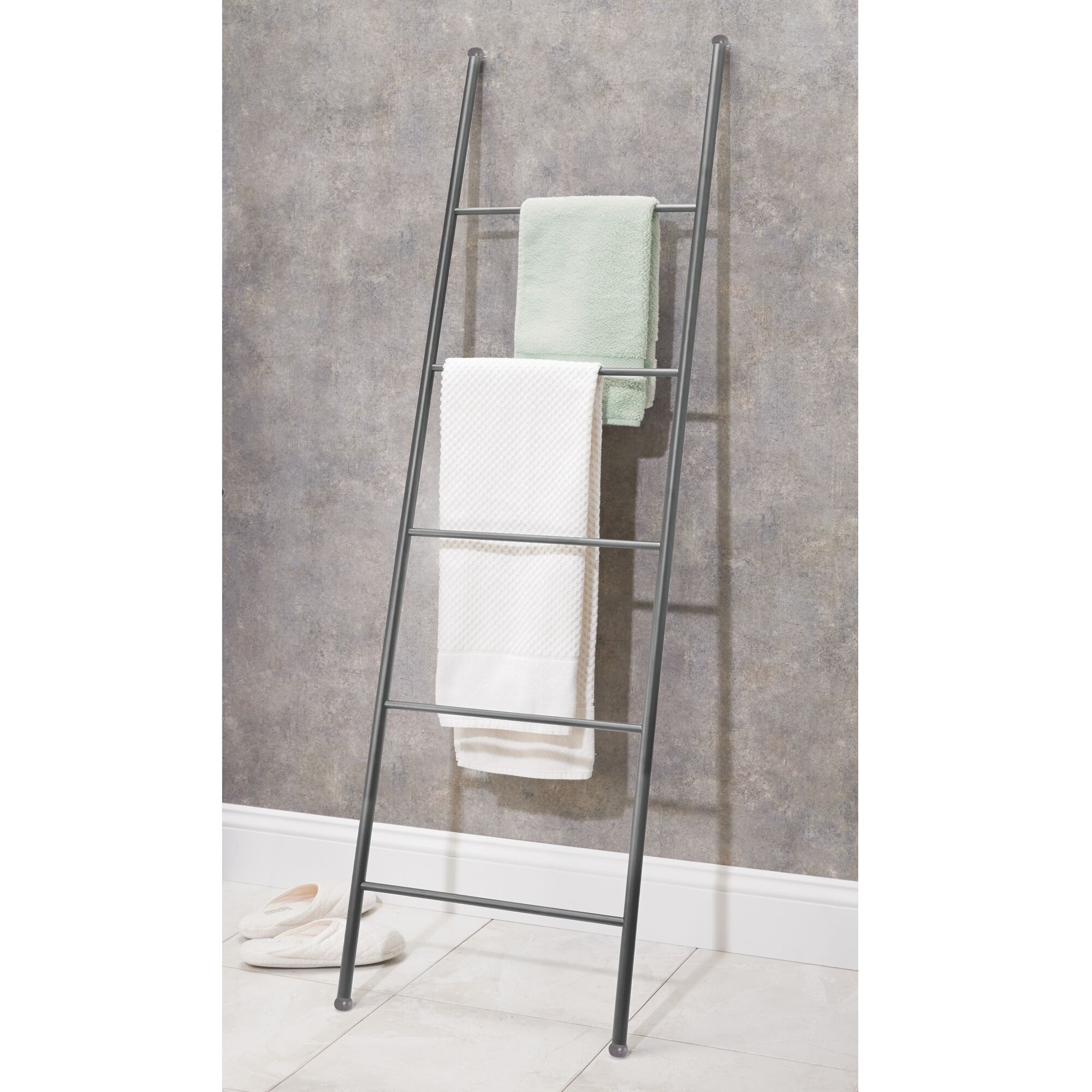 mDesign Free Standing Bath Towel Bar Storage Ladder eBay