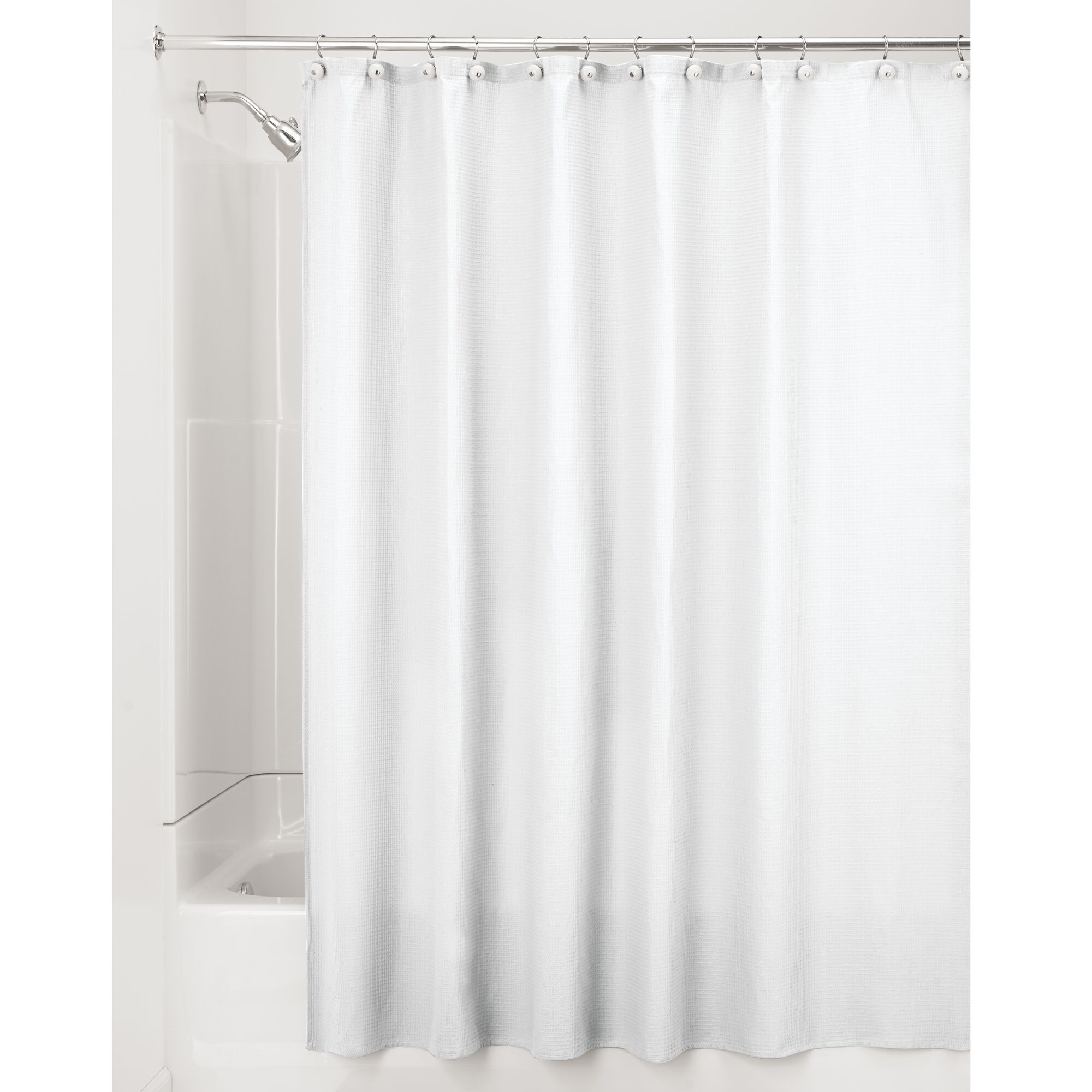 Mdesign Waffle Weave Fabric Shower Curtain 72 Long Ebay