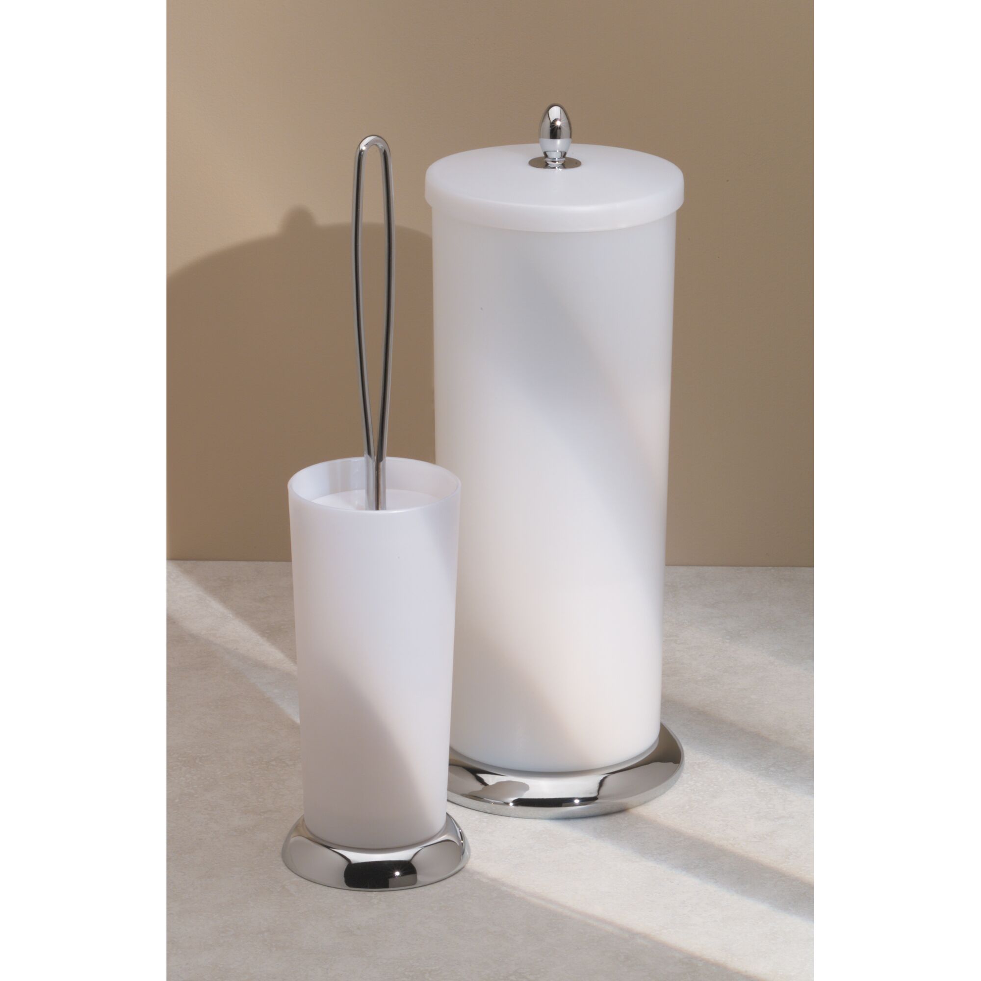 mDesign Plastic Toilet Tissue Paper Holder Canister, 3 Rolls Pearl