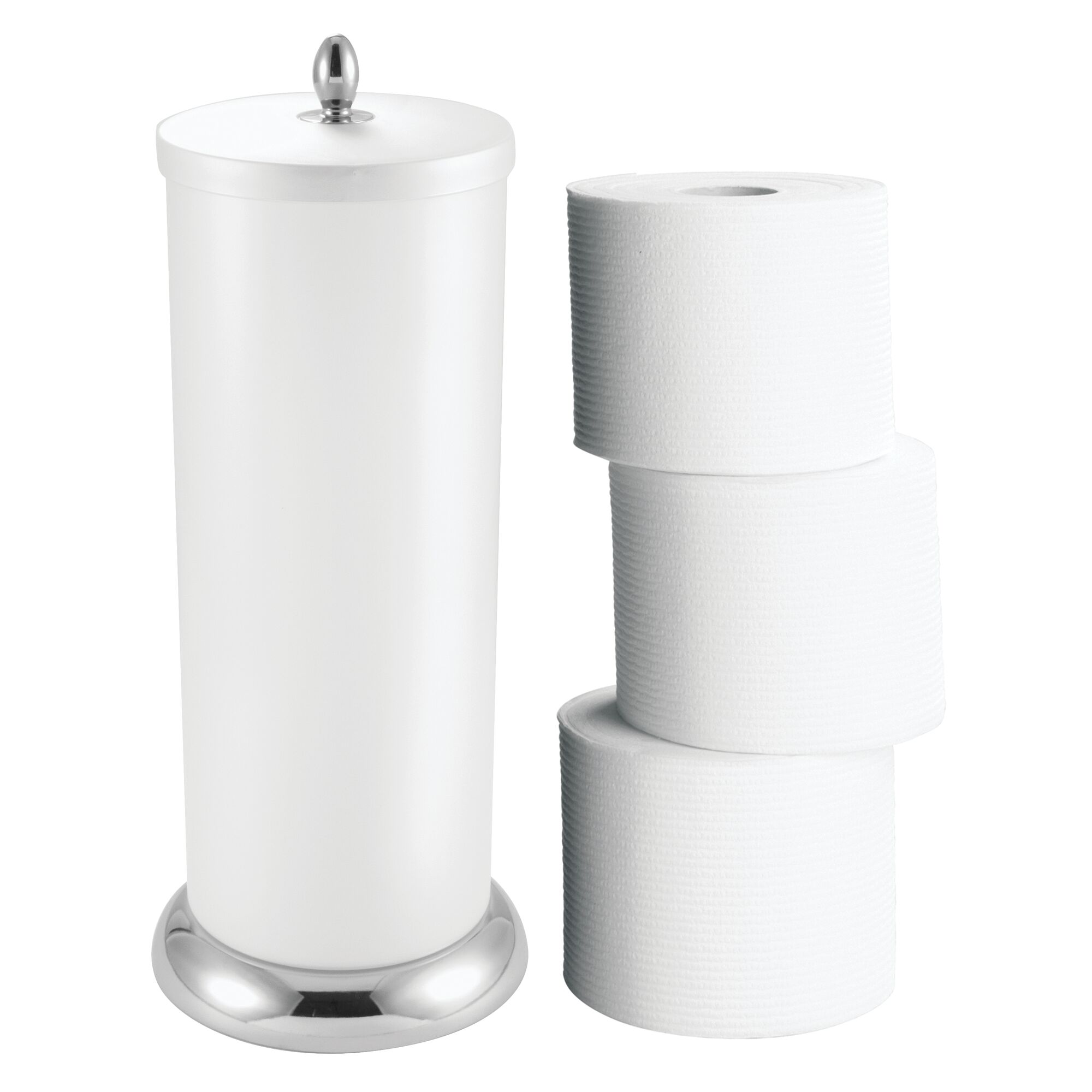 mDesign Plastic Toilet Tissue Paper Holder Canister, 3 Rolls Pearl