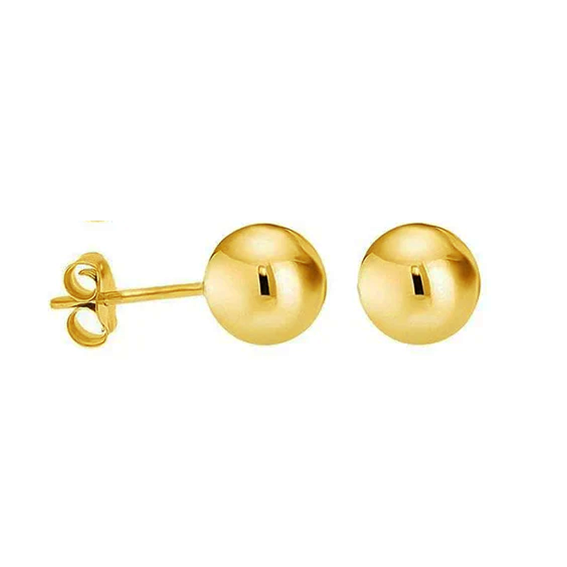 Classic 14K Gold Plated or White Gold Plated Ball Stud Earrings Sterling Silver