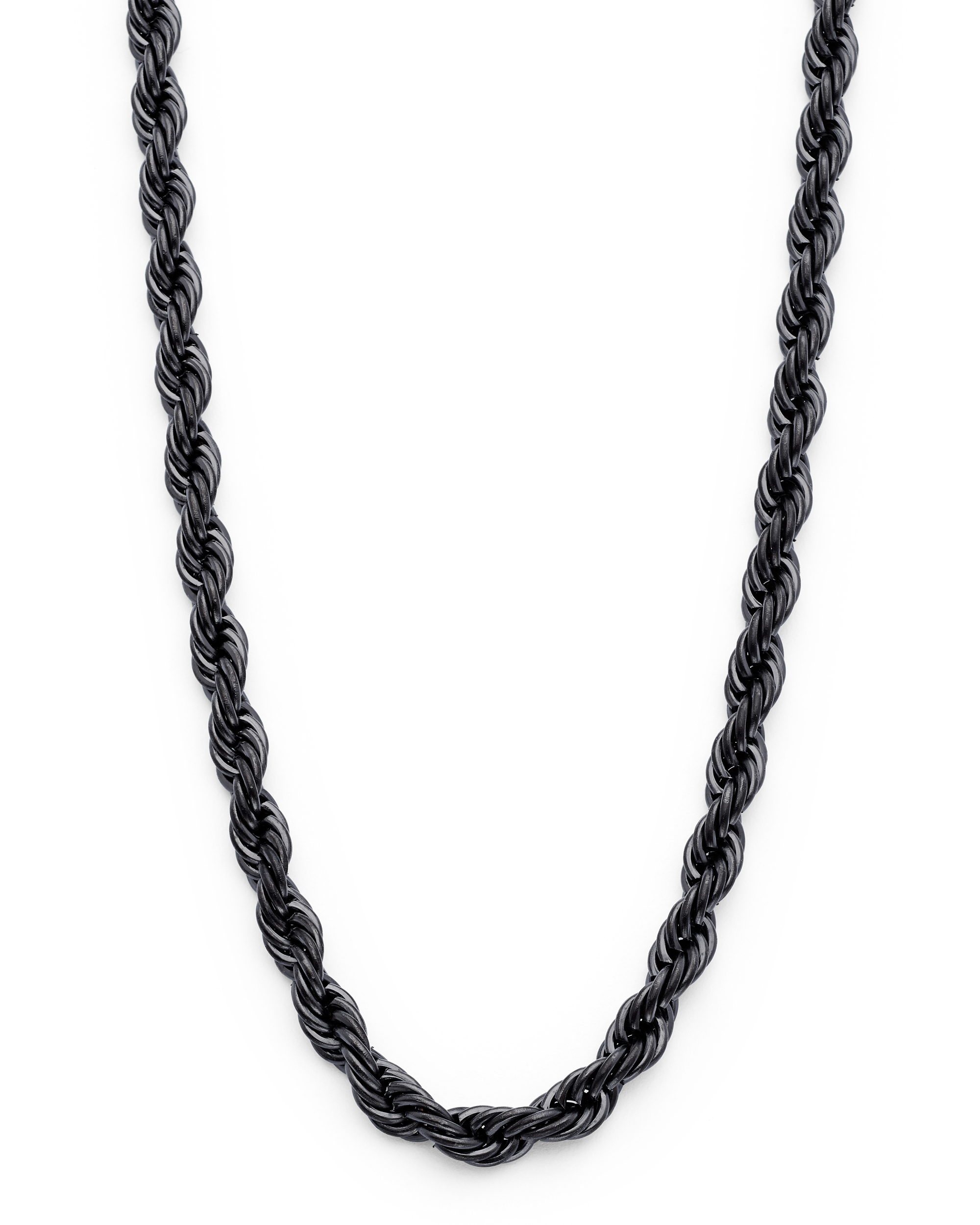 Stainless Steel Rope Chain Necklace 24 inch 4MM 5MM Goldtone Black Silvertone
