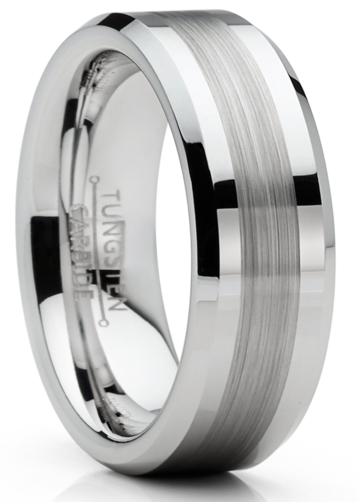 Mens Tungsten Ring Brushed Wedding Band Silvertone Comfort-fit 6MM 8MM - Picture 8 of 16