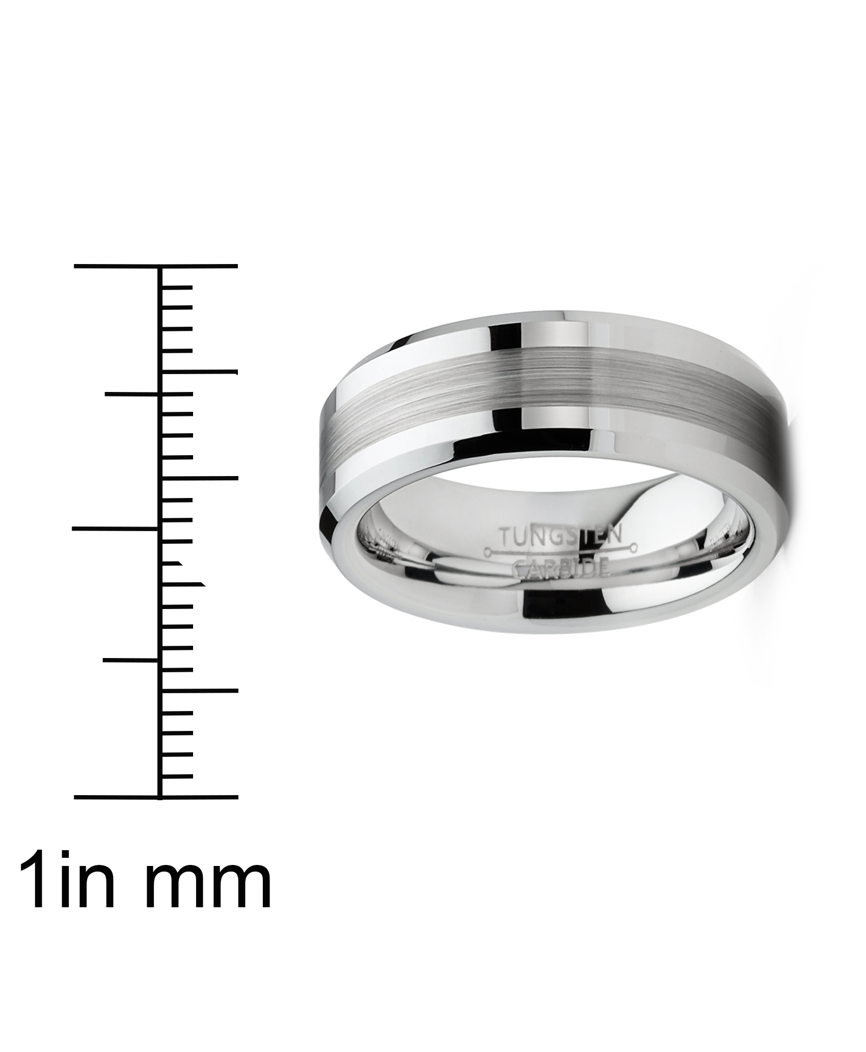 Mens Tungsten Ring Brushed Wedding Band Silvertone Comfort-fit 6MM 8MM - Picture 10 of 16