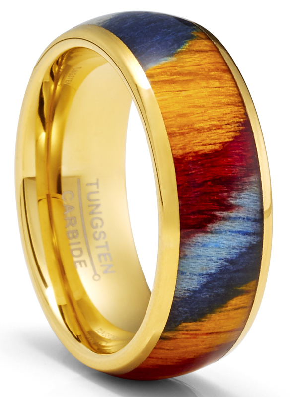 Tungsten Carbide Mens Ring Wedding Band Rosewood 8MM Comfort-Fit Multicolor - Bild 11 von 13