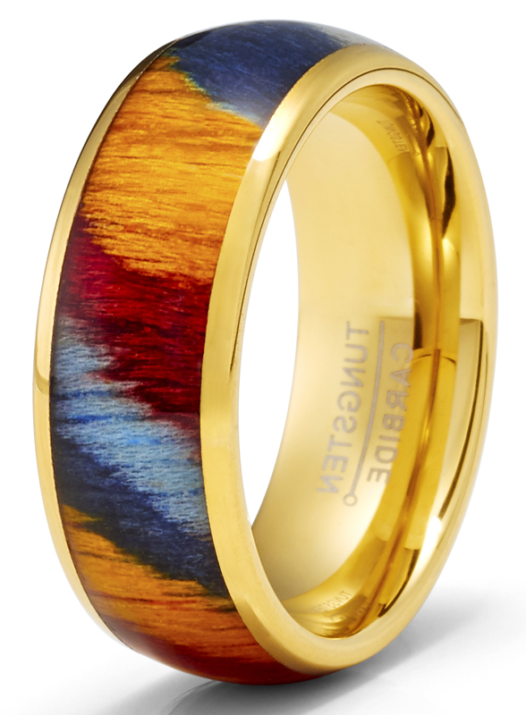 Tungsten Carbide Mens Ring Wedding Band Rosewood 8MM Comfort-Fit Multicolor - Bild 12 von 13