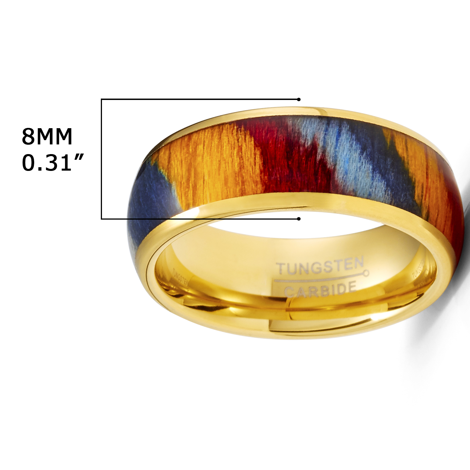 Tungsten Carbide Mens Ring Wedding Band Rosewood 8MM Comfort-Fit Multicolor - Bild 13 von 13