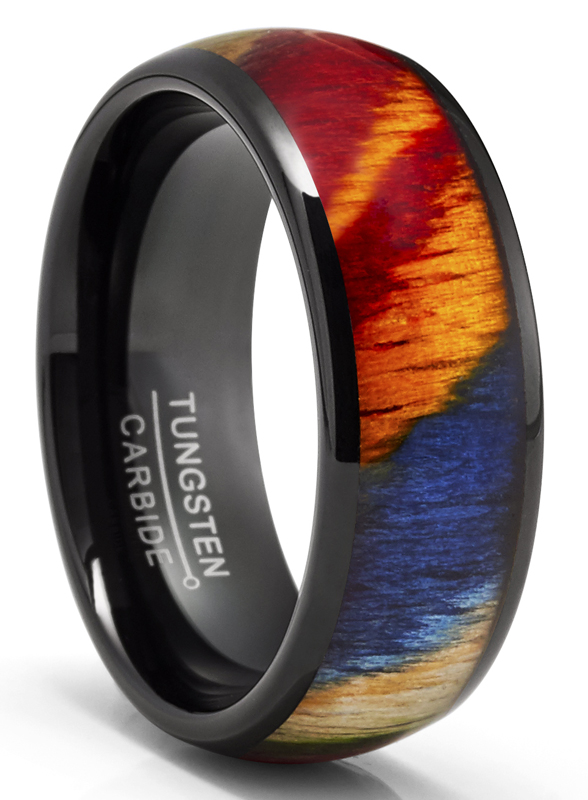 Tungsten Carbide Mens Ring Wedding Band Rosewood 8MM Comfort-Fit Multicolor - Bild 8 von 13