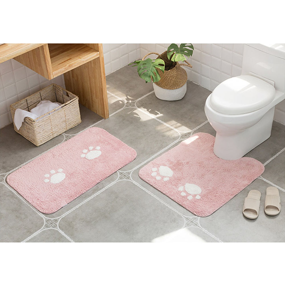 2Pcs/Set Ushaped Toilet Floor Rug Nonslip Cotton Doormat Bathroom