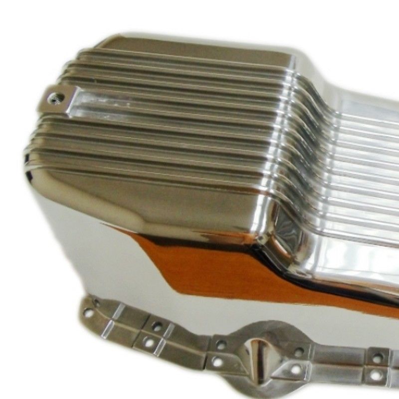 Finned Polished Aluminum Oil Pan Fit 5879 SBC Chevy Small Block 283