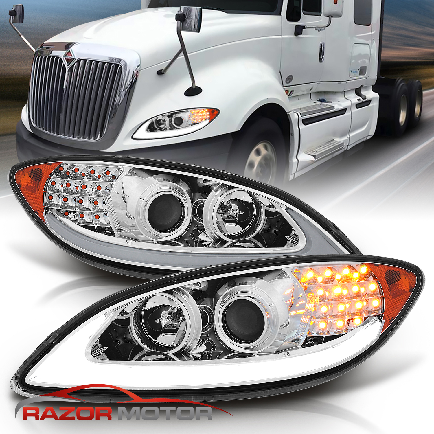 6 inch Larson Electronics 0321OXC0HRA 100W Halogen 2011 International PROSTAR+LH Door mount spotlight -Black Driver side WITH install kit