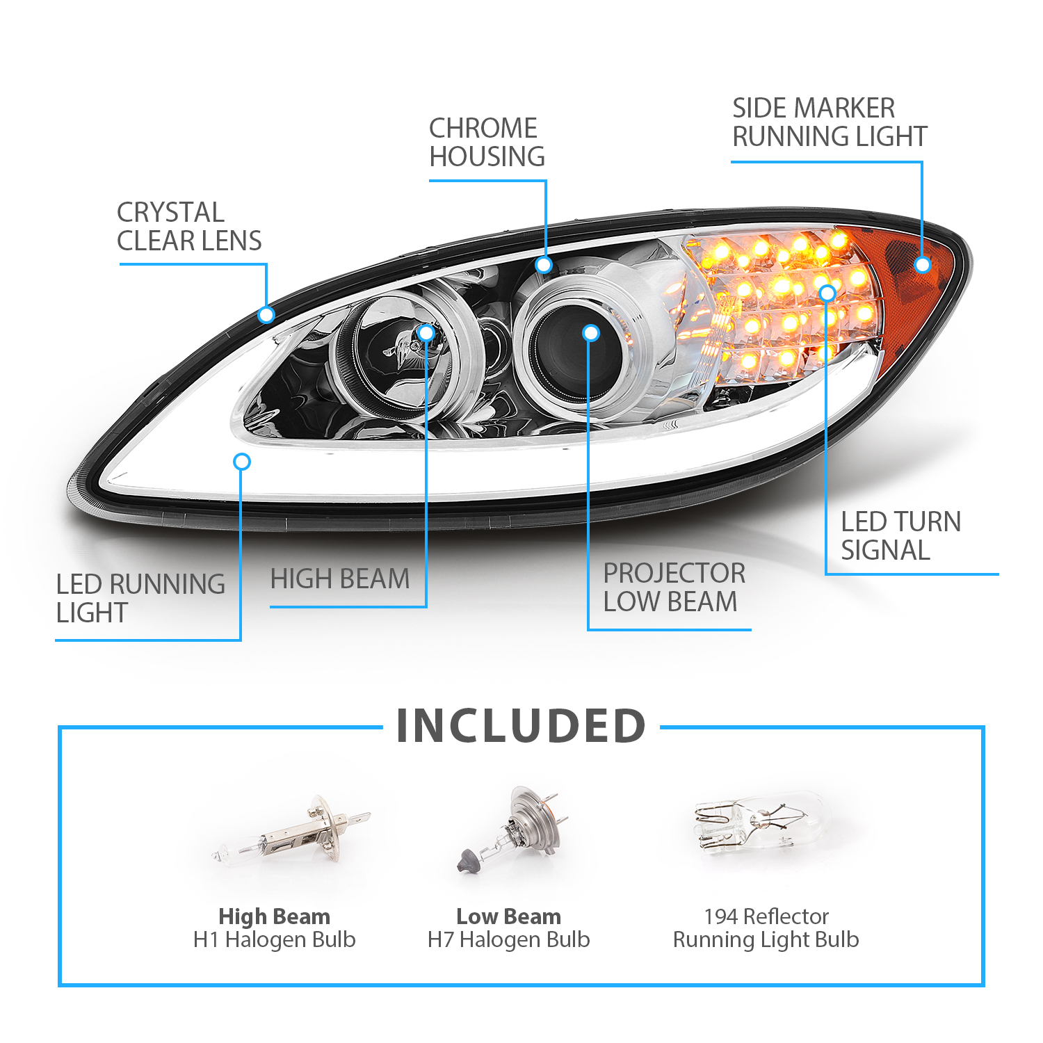 6 inch Larson Electronics 0321OXC0HRA 100W Halogen 2011 International PROSTAR+LH Door mount spotlight -Black Driver side WITH install kit