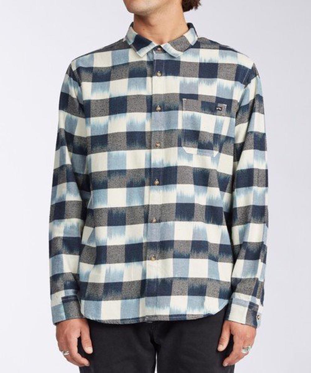 Billabong Mens Coastline Long Sleeve Flannel Shirt Blue Medium