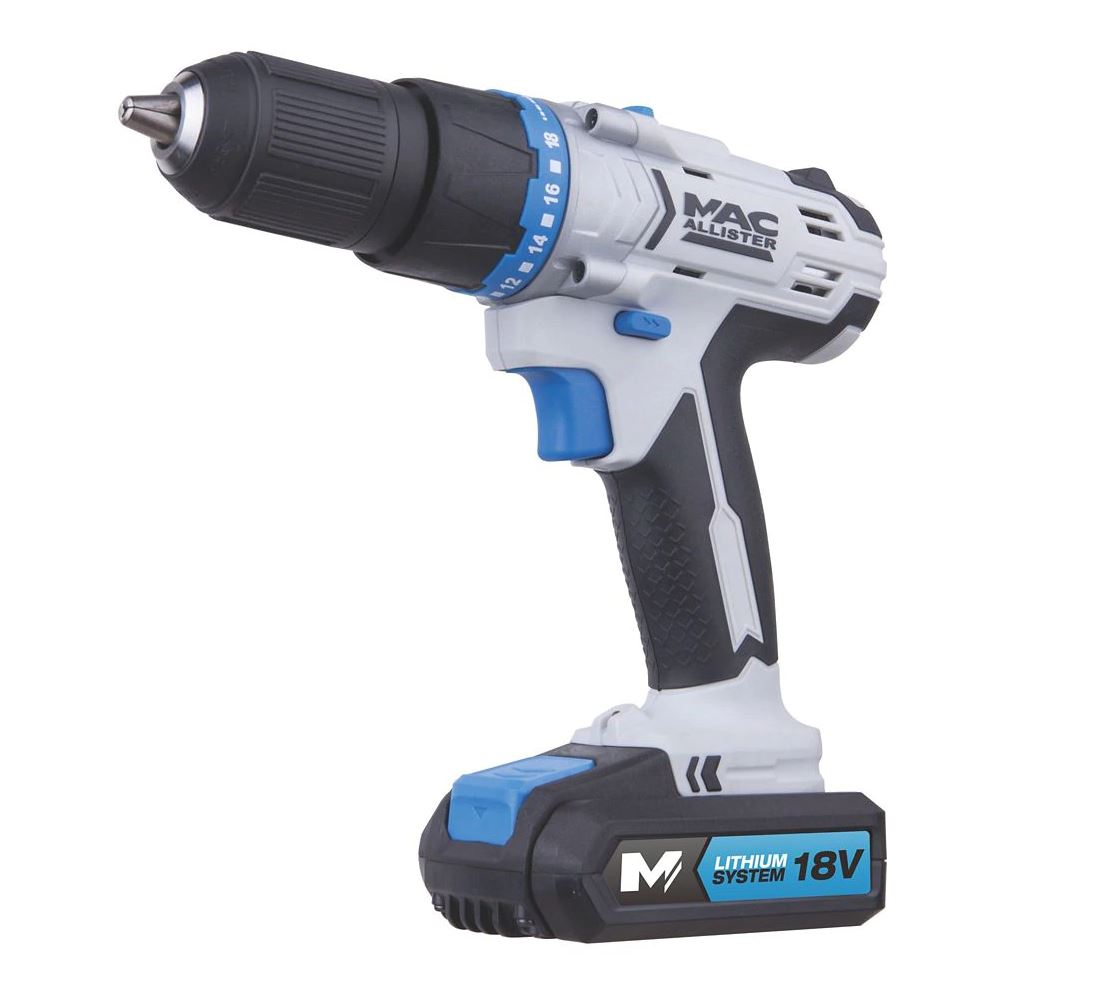 Mac Allister Combi Drill Cordless Brushed 18V 1 x 1.5Ah Lithiumion