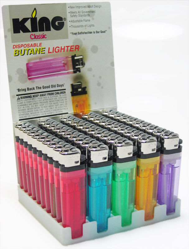 KING Classic 10 Lighters Disposable Butane Fire Adjustable Assorted