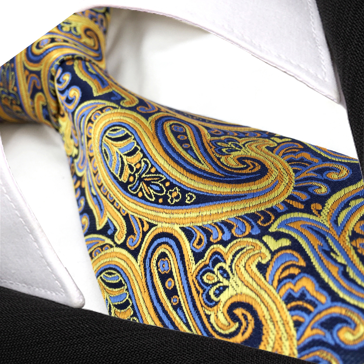 mens yellow silk tie