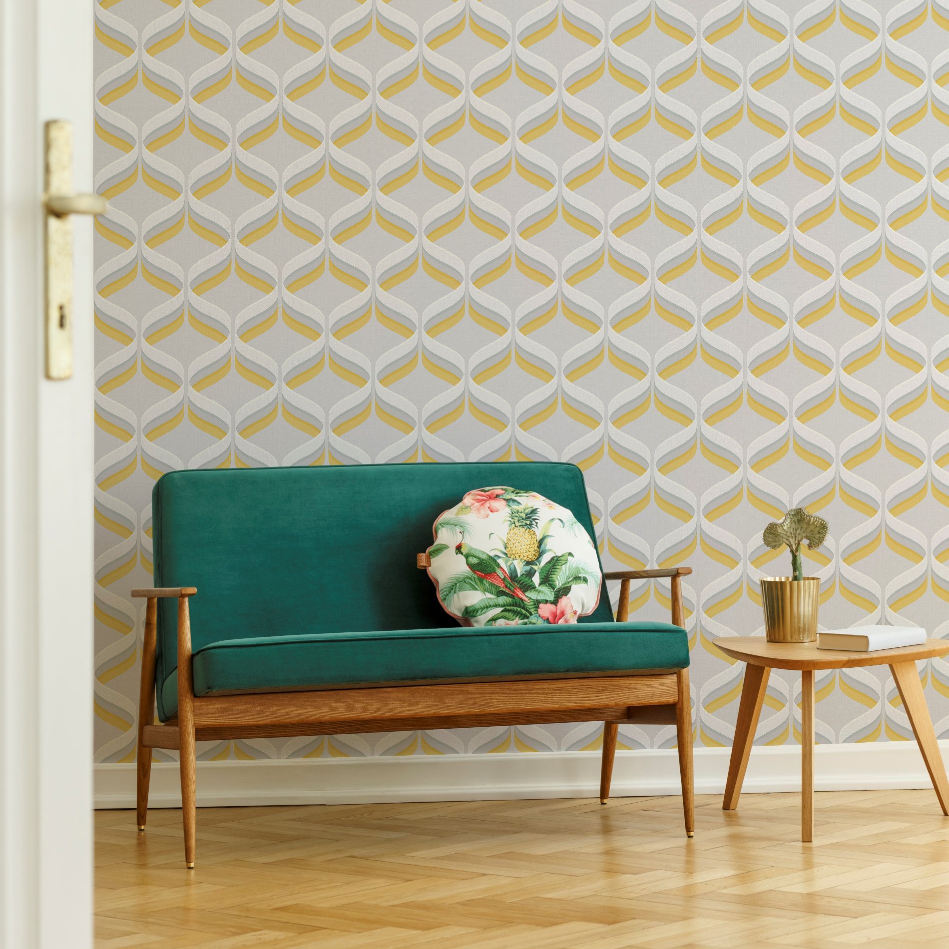 Fresco Retro Ogee Navy Geometric Wallpaper