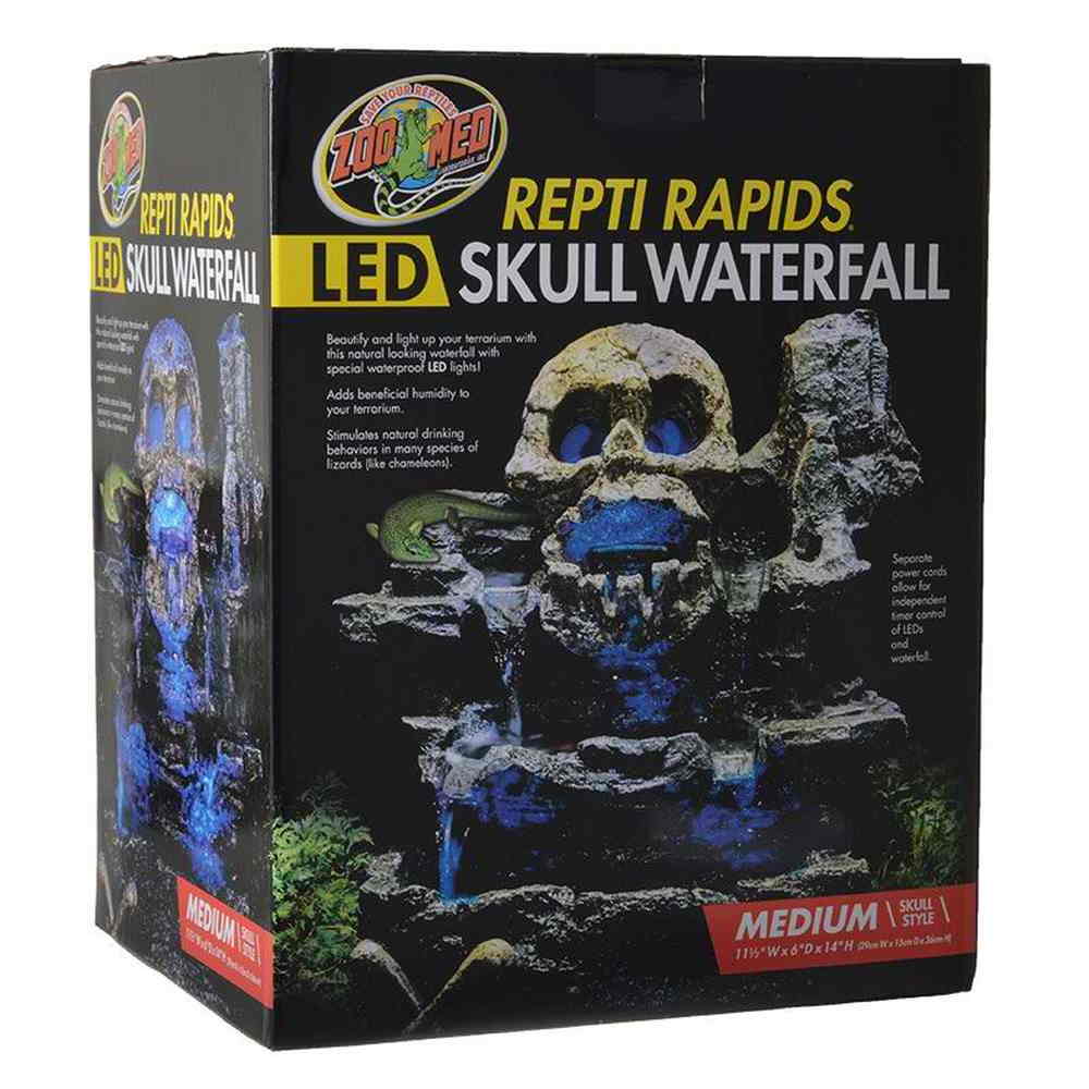 Zoo Med Repti Rapids LED Skull Waterfall Medium (11.5"L x 6.0"W x 14.