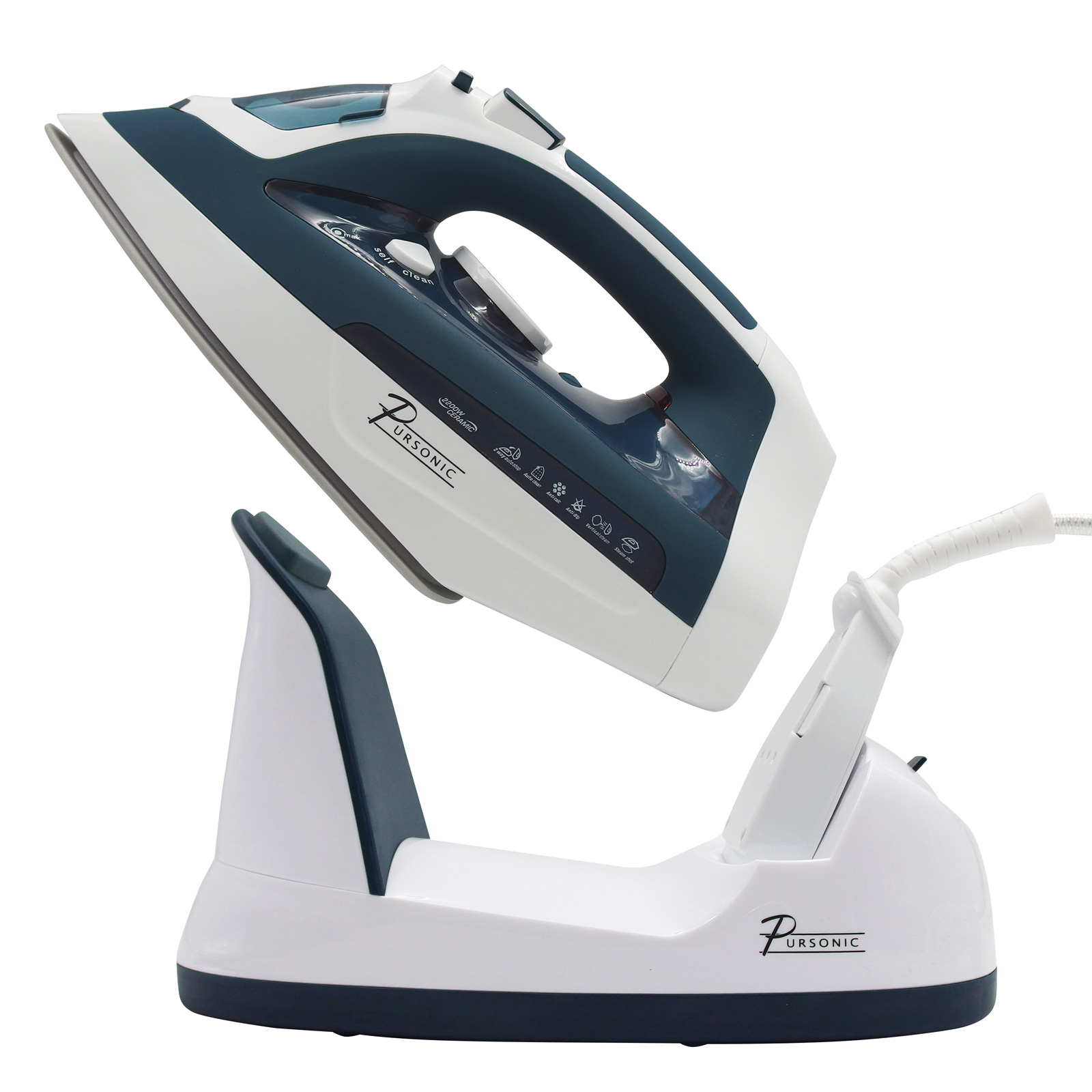 Pursonic Electric Cordless Steam Iron Portable Corded Cordless 2200W