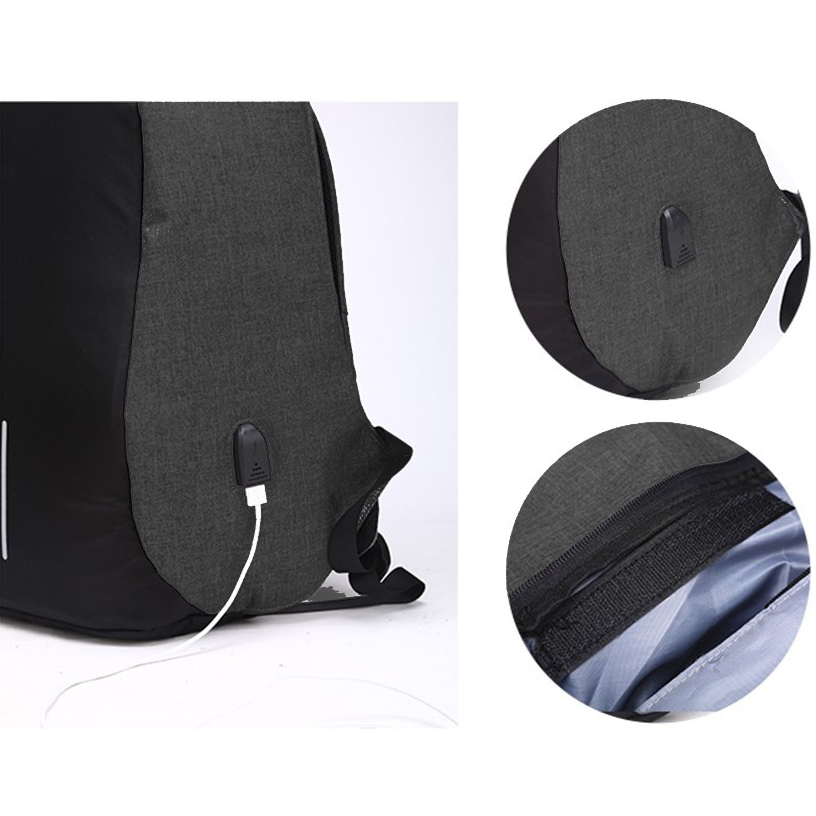 milano anti theft backpack with usb port black