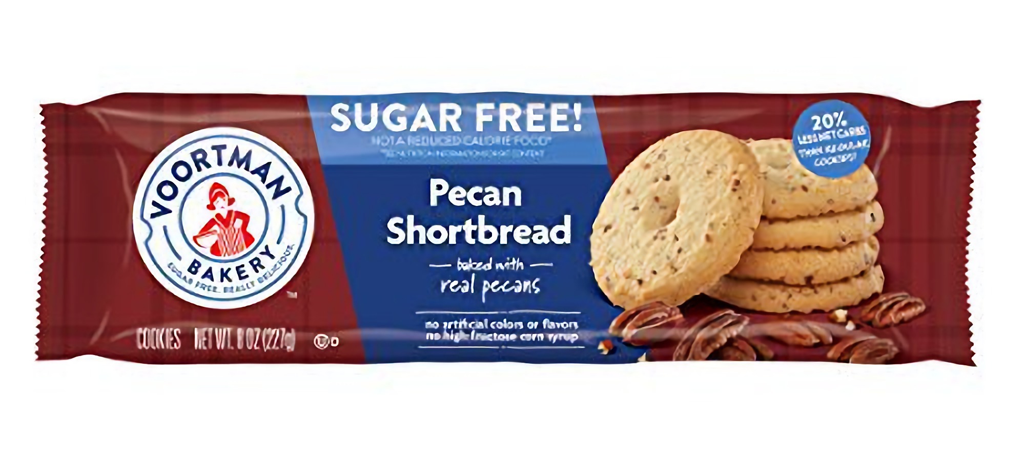 Voortman Bakery Sugar Free Pecan Shortbread Cookies | 12 Count