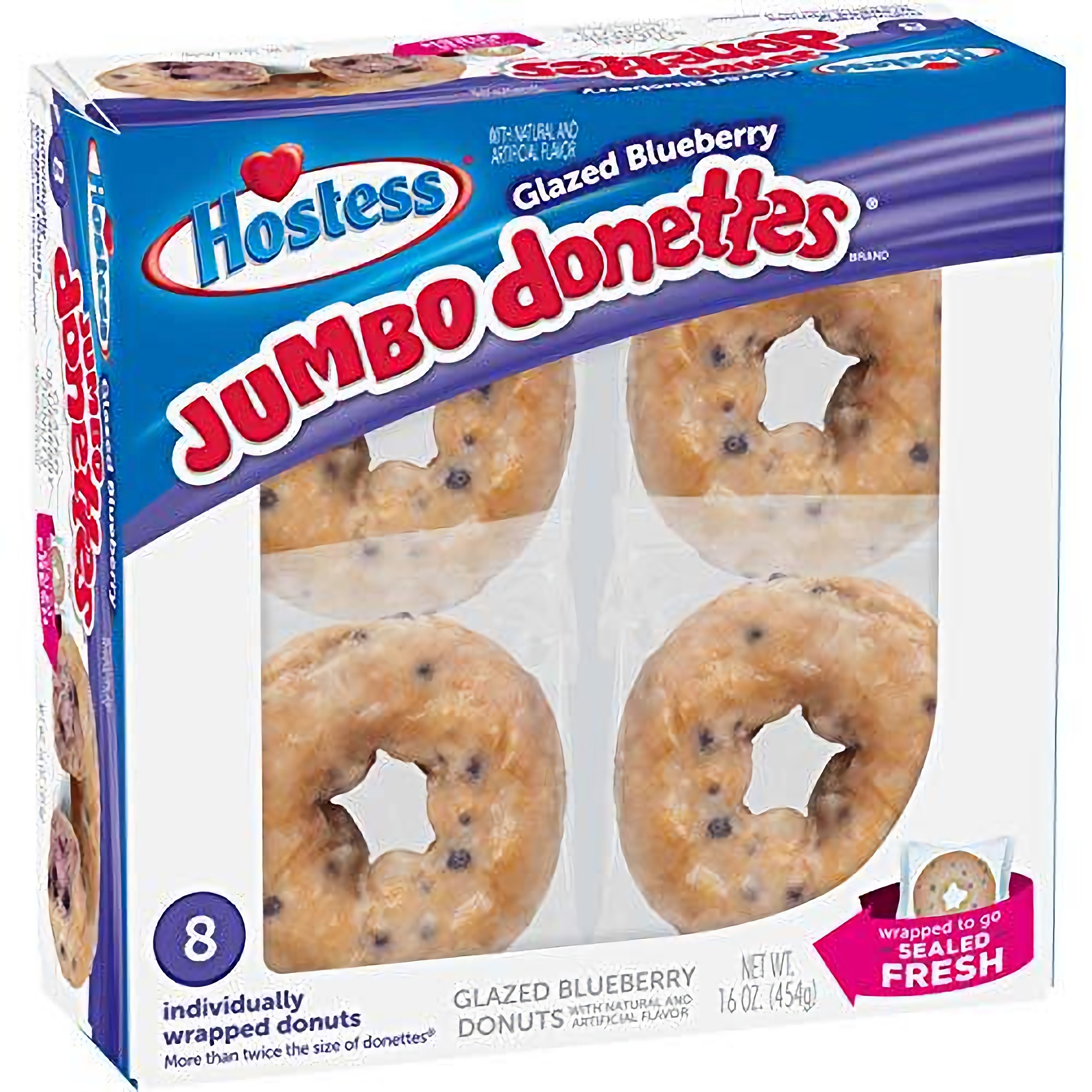 Hostess Glazed Blueberry Jumbo Donettes Donuts Multi-Pack, 16 oz., 6 count [48 Total Donuts] 3