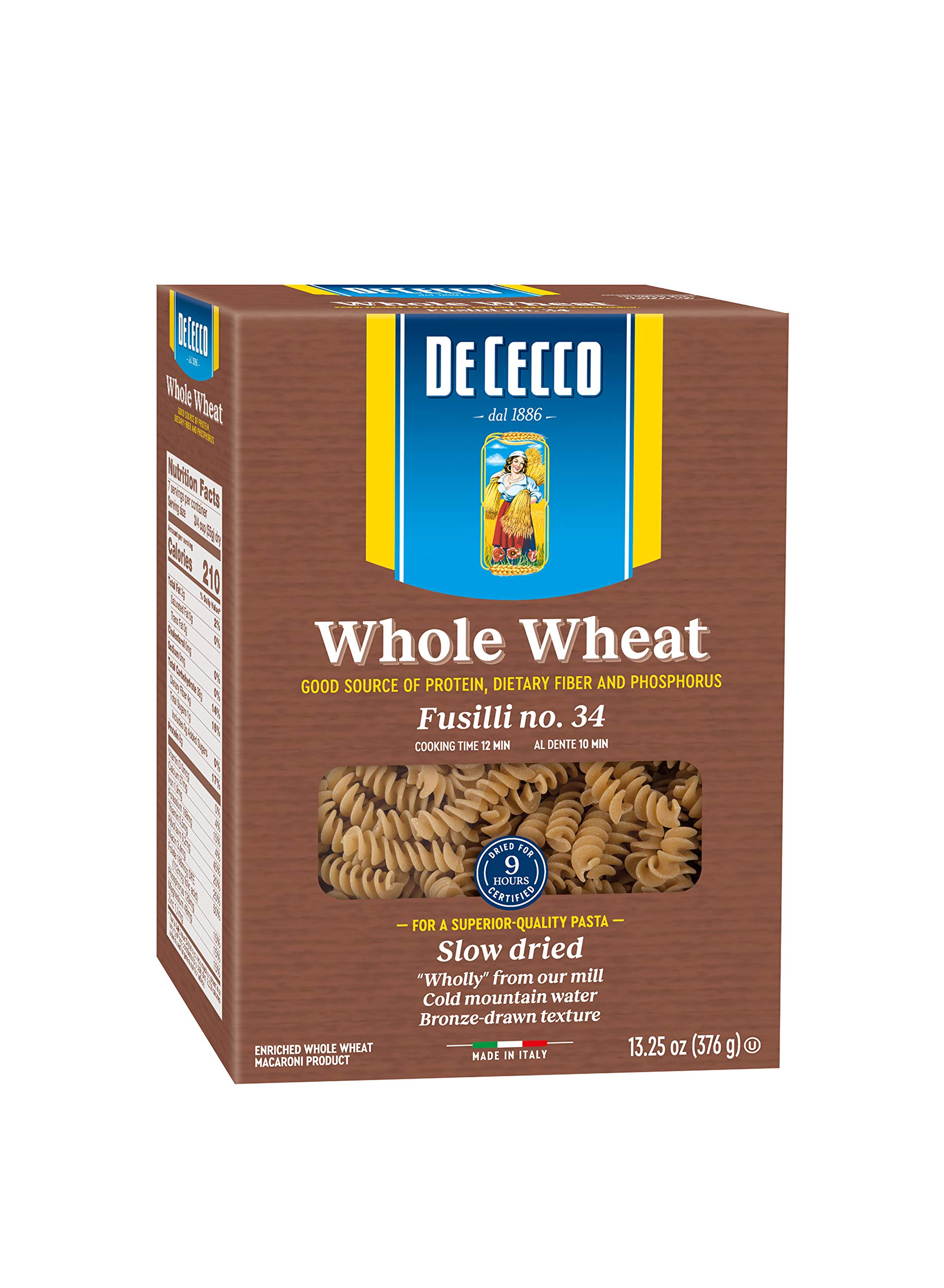 De Cecco Whole Wheat Pasta, Fusilli, 13.25 Ounce (Pack of 12) 2
