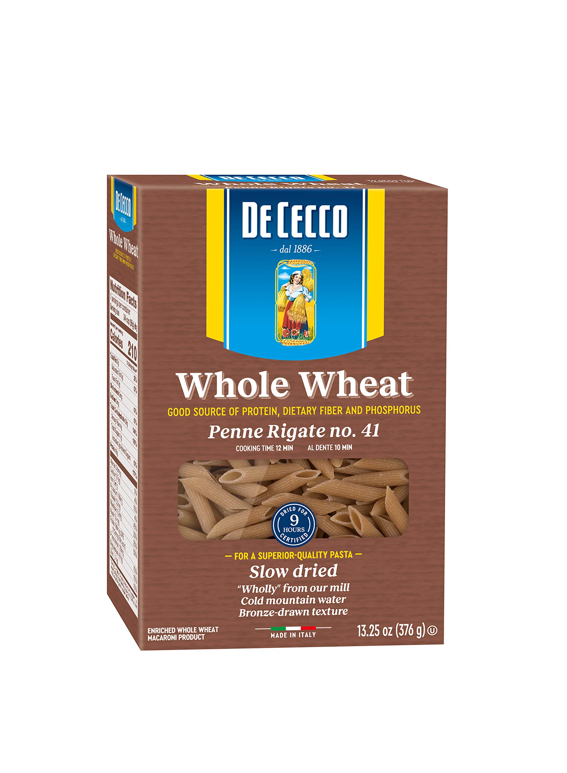 De Cecco Whole Wheat Pasta, Penne Rigate, 13.25 Oz, Pack of 12 2