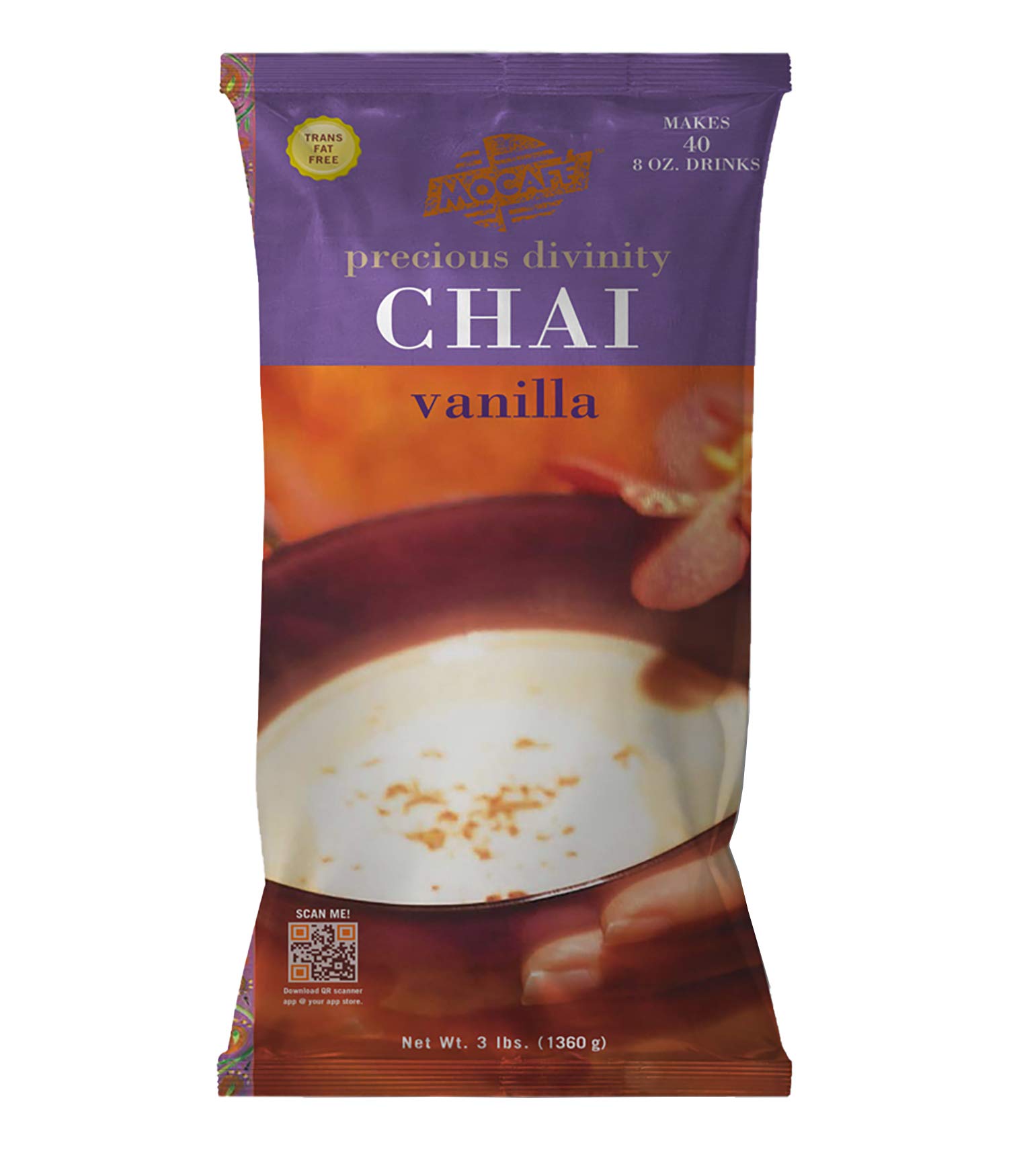 MOCAFE Precious Divinity Vanilla Chai Spiced Tea Mix, 3-Pound Bag Instant Frappe Mix, Coffee House Style Blended Drink U