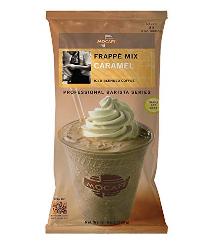 MOCAFE Frappe Caramel Ice Blended Coffee, 3-Pound Bag Instant Frappe Mix, Coffee House Style Blended Drink Used in Coffe