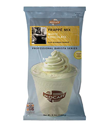 MOCAFE Frappe White Chocolate Ice Blended Frappe, 3-Pound Bag Instant Frappe Mix, Coffee House Style Blended Drink Used