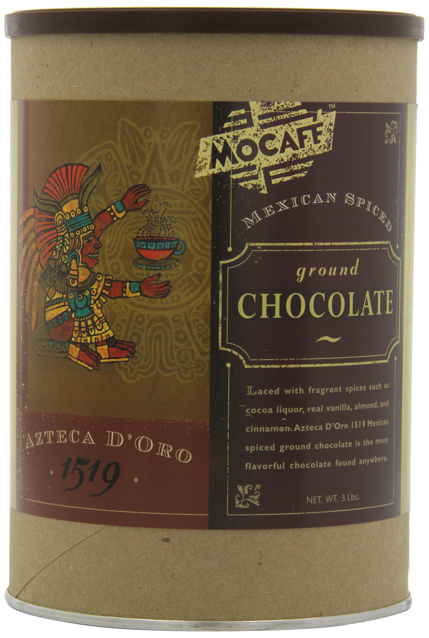 MOCAFE Azteca D'Oro 1519 Mexican Spiced Ground Chocolate, 3-Pound Tins (Pack of 2)