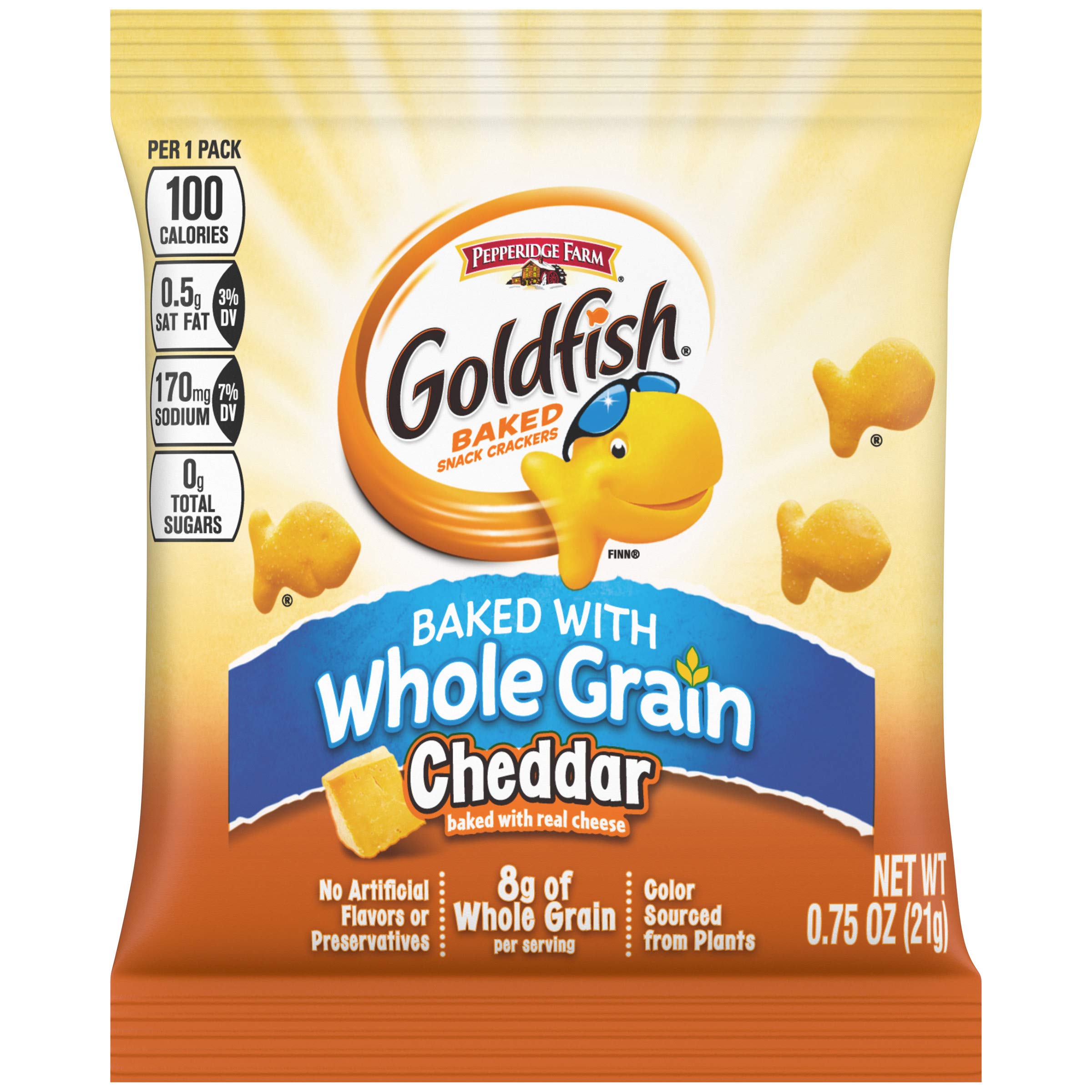 Pepperidge Farm Goldfish Whole Grain Snack Crackers, Cheddar, .75 Ounces, Pack of 300 2