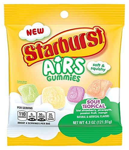 STARBURST Airs Sour Tropical Gummy Candy Peg Assortment, 4.3oz, 12 packs Case 2