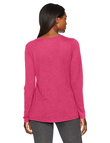 Hanes Women's Split Neck Graphic Long Sleeve Tee, Glitter owl/deep Raspberry Heather, X Large 3