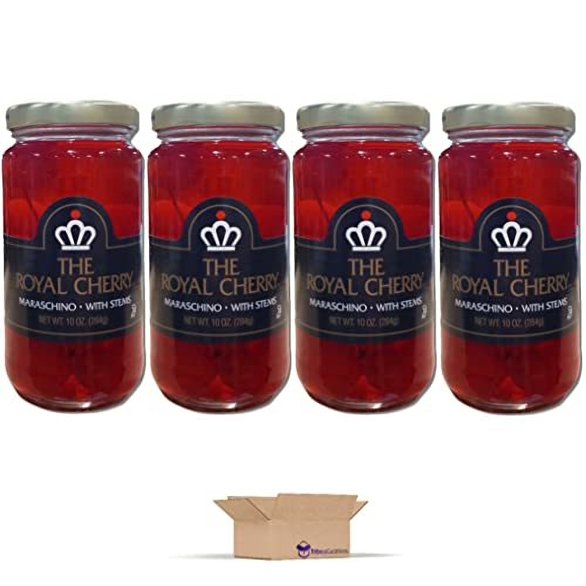 The Royal Cherry Maraschino Cherries With Stems, 4 Pack 4