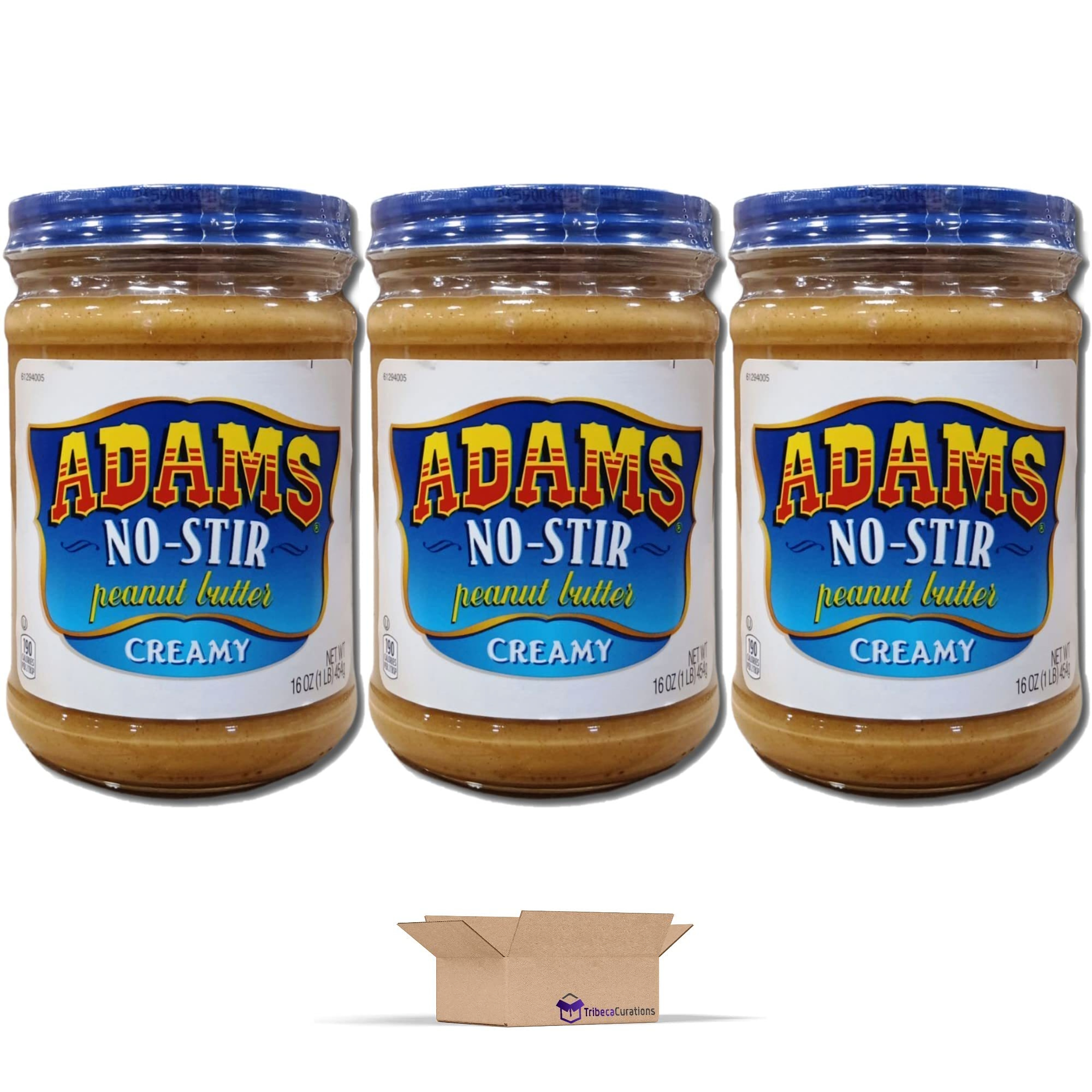 Adams 100% Natural No-Stir Peanut Butter Creamy | 16 Oz, 3 Jars 3
