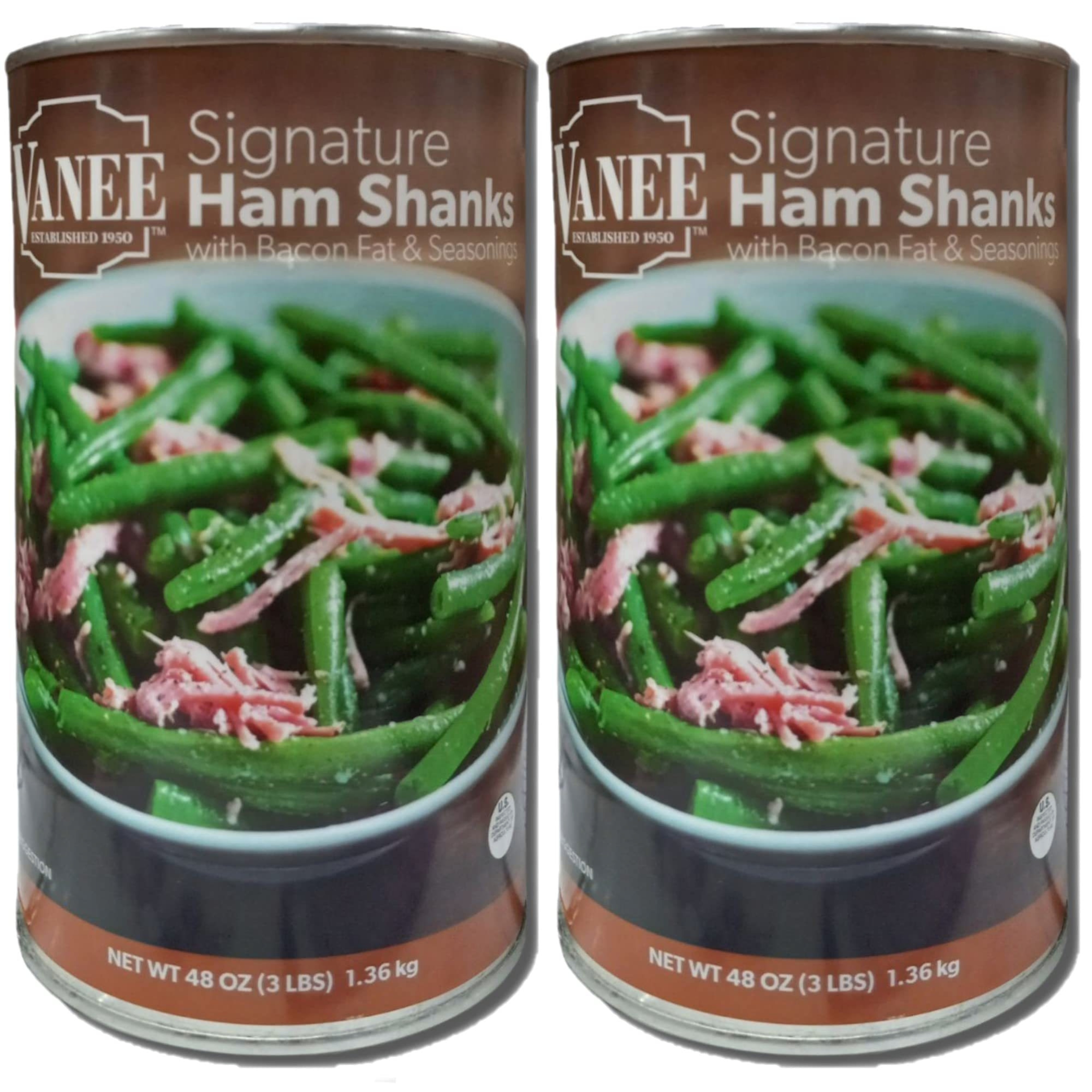 Vanee Signature Ham Shanks With Bacon Fat Value Pack | 48 Ounce Can | Pack of 2