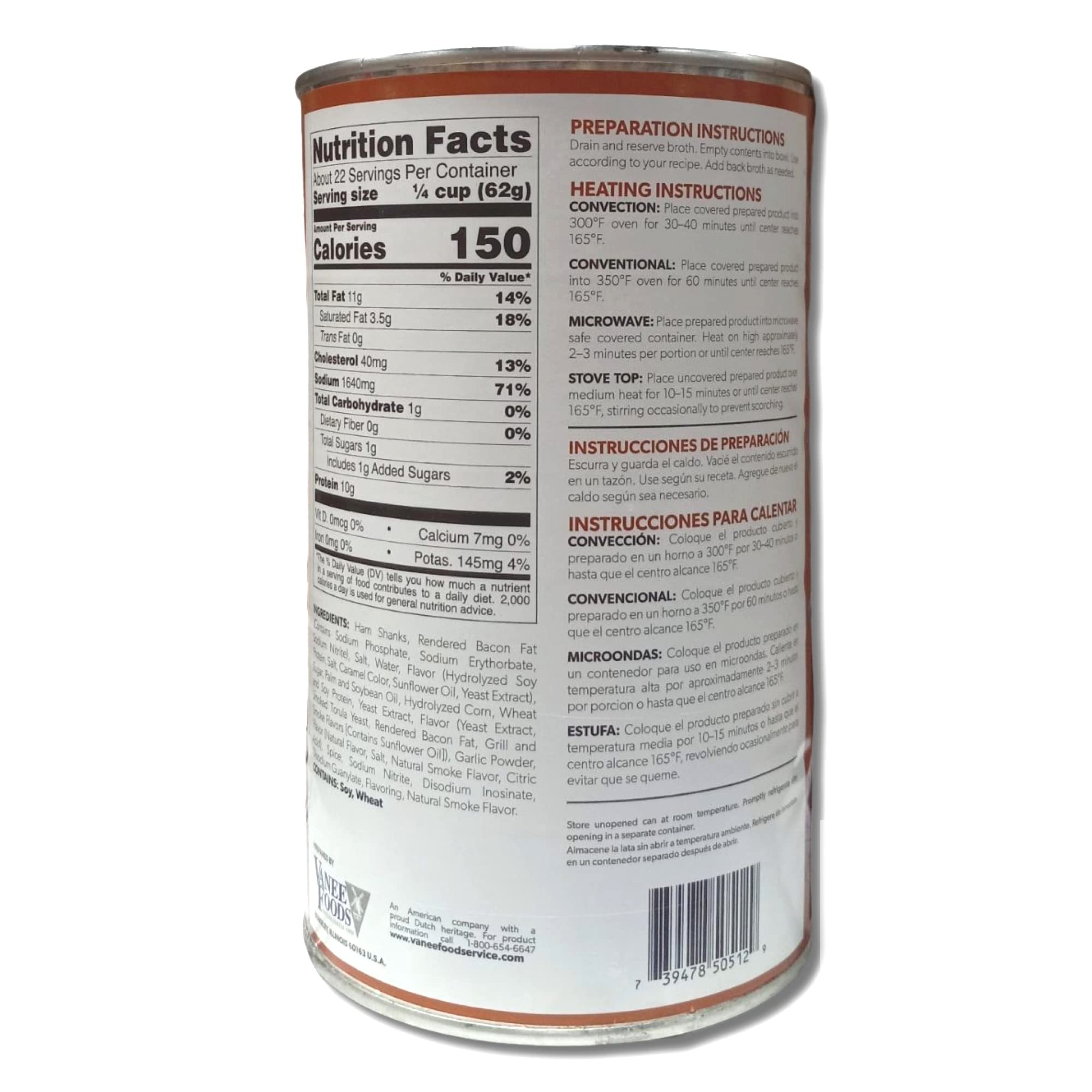 Vanee Signature Ham Shanks With Bacon Fat Value Pack | 48 Ounce Can | Pack of 2 4