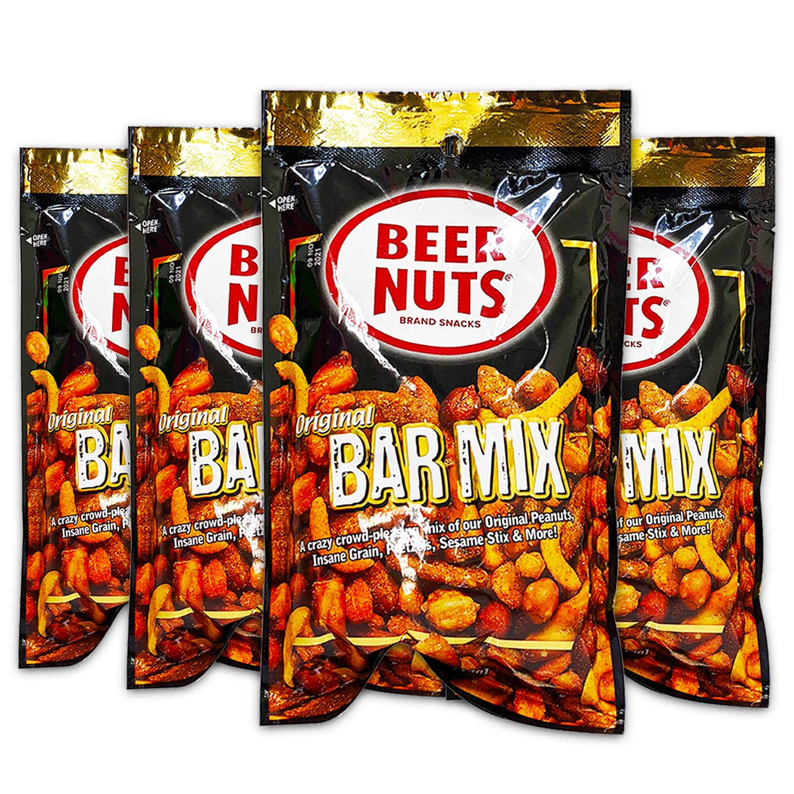 Bar Nuts Beer Nuts Bar Mix 4 Pack ~ Beer Nuts Individual Packs 4oz Each, 16oz Total | Beer Snacks [4 Bags]