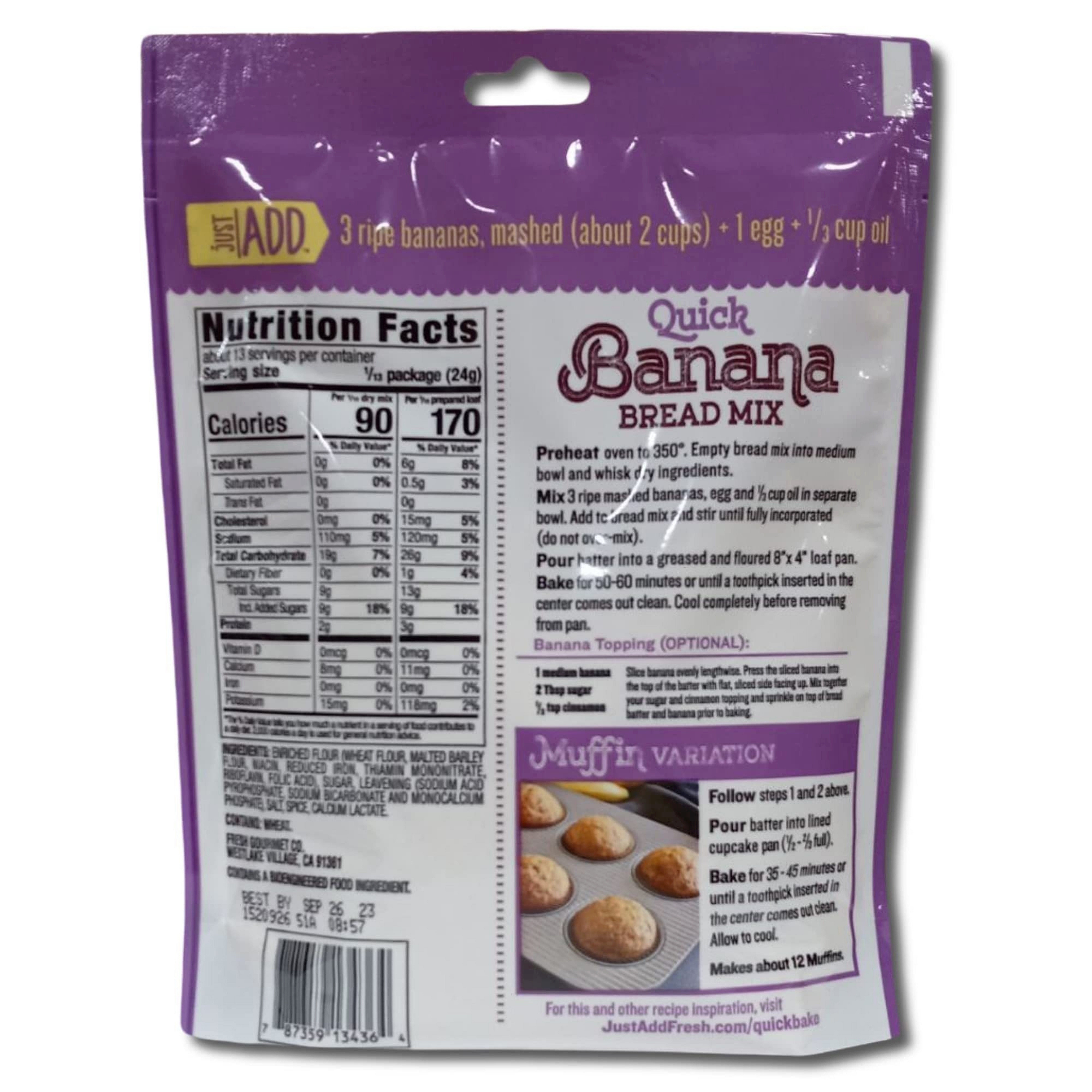 Quick Banana Bread Mix Value Pack | Just add Banana, Egg and Oil   | 10.93 Oz Bag | Pack of 4 4