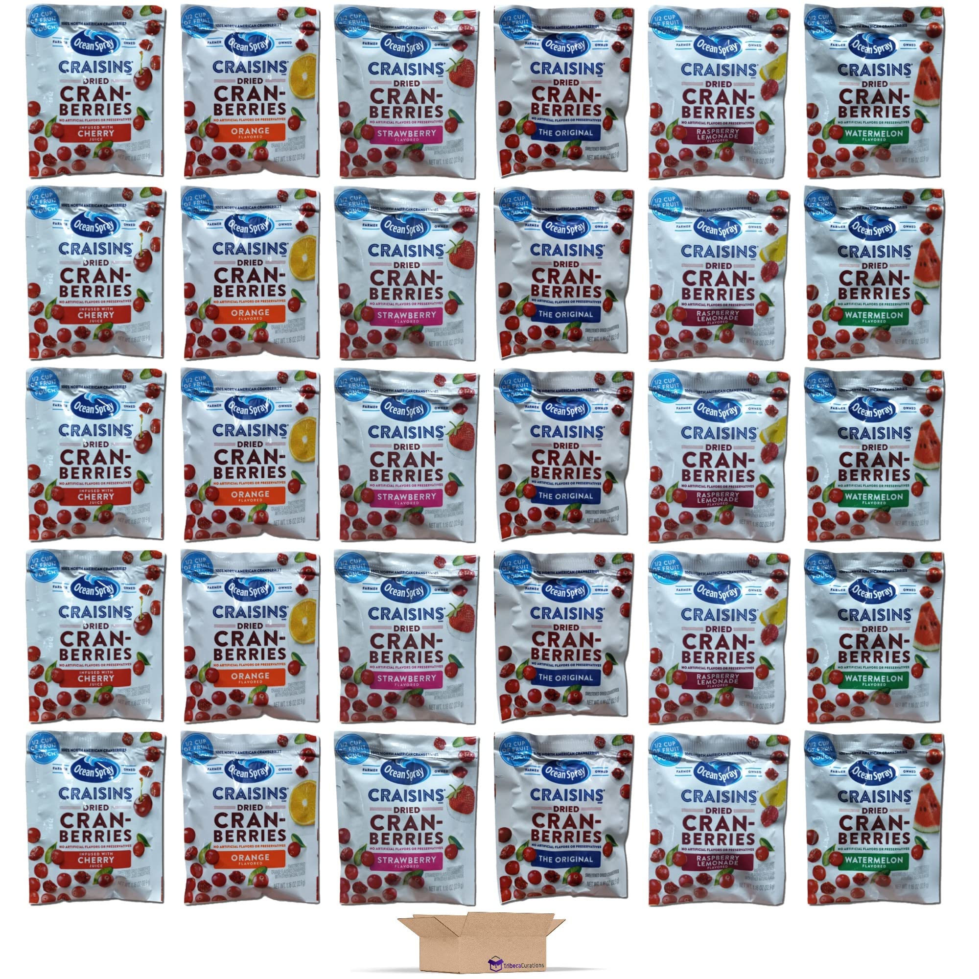 Dried Cranberries Single Serve Packets Variety Pack   5 Unique Flavors: Original , Cherry , Strawberry , Orange , Watermelon | 1.16 Oz | Pack of 30 3