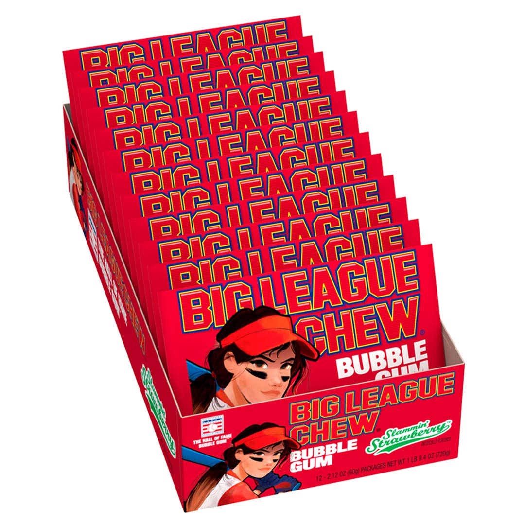 Big League Chew Strawberry Tray + (12 Packs)