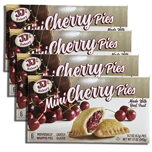 JJ's Mini Cherry Fruit Pies Value Pack   6 Count Box | Pack Of 4 (24 Total Pies)