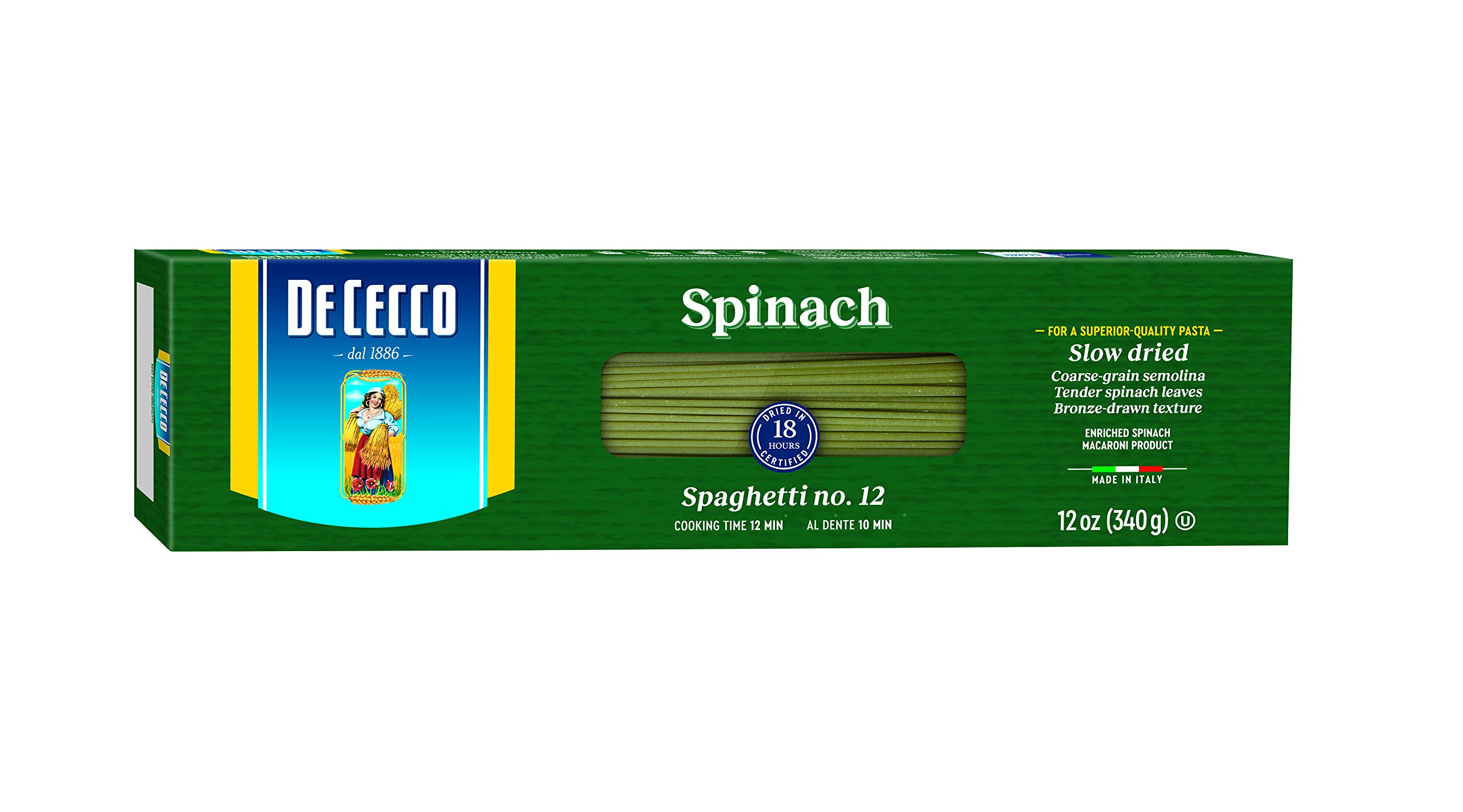 De Cecco Pasta, Spaghetti with Spinach, 12 Ounce (Pack of 12) 2