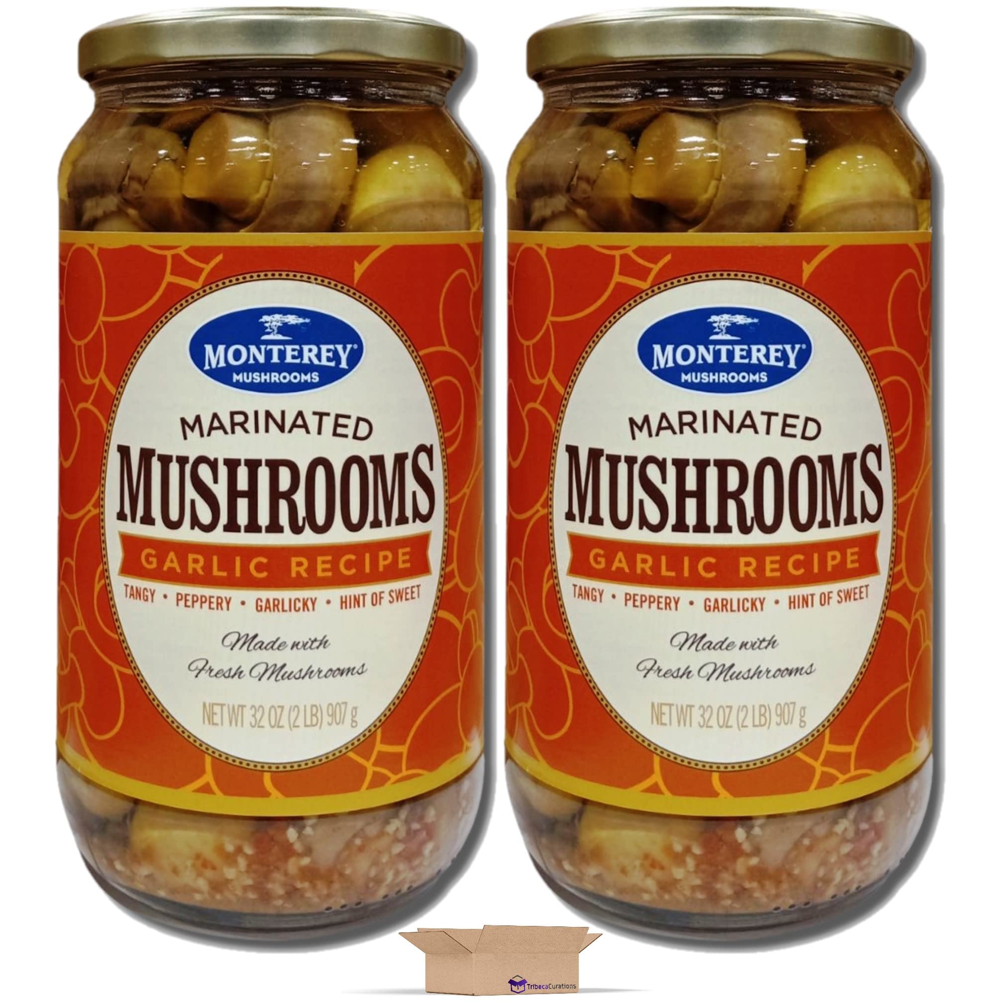 Marinated Mushrooms Value Pack   | 32 Ounce Jar | Garlic Recipe | Pack of 2 3