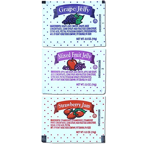 Jelly & Jam Bulk Value Pack | .5 Oz Cups | 200 Count (80 Grape, 80 Strawberry, 40 Mixed Fruit)