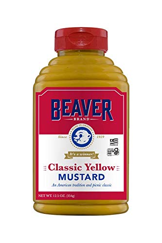 Beaver American Classic Yellow Mustard, 12.5 Ounce Squeeze Bottle (Pack of 6)