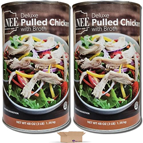 Vanee Deluxe Pulled Chicken with Broth Value Pack | 48 Ounce Can | Pack of 2